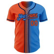 Load image into Gallery viewer, Custom Electric Blue Orange-Navy Authentic Gradient Fashion Baseball Jersey
