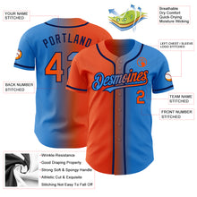 Load image into Gallery viewer, Custom Electric Blue Orange-Navy Authentic Gradient Fashion Baseball Jersey
