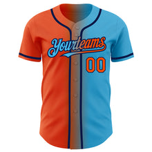 Laden Sie das Bild in den Galerie-Viewer, Custom Sky Blue Orange-Navy Authentic Gradient Fashion Baseball Jersey
