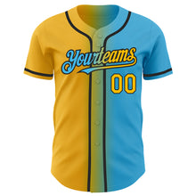 Laden Sie das Bild in den Galerie-Viewer, Custom Sky Blue Gold-Black Authentic Gradient Fashion Baseball Jersey
