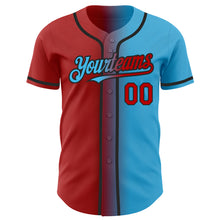 Load image into Gallery viewer, Custom Sky Blue Red-Black Authentic Gradient Fashion Baseball Jersey
