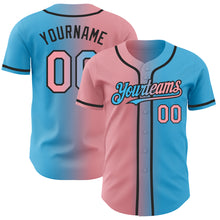 Load image into Gallery viewer, Custom Sky Blue Medium Pink-Black Authentic Gradient Fashion Baseball Jersey
