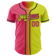 Laden Sie das Bild in den Galerie-Viewer, Custom Neon Yellow Neon Pink-Black Authentic Gradient Fashion Baseball Jersey
