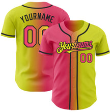 Laden Sie das Bild in den Galerie-Viewer, Custom Neon Yellow Neon Pink-Black Authentic Gradient Fashion Baseball Jersey

