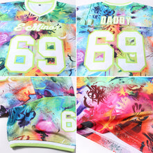 Load image into Gallery viewer, Custom Graffiti Pattern White-Neon Green 3D Mesh Authentic Throwback Football Jersey
