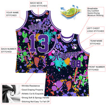 Laden Sie das Bild in den Galerie-Viewer, Custom Graffiti Pattern Purple-White 3D Splashes Authentic Basketball Jersey
