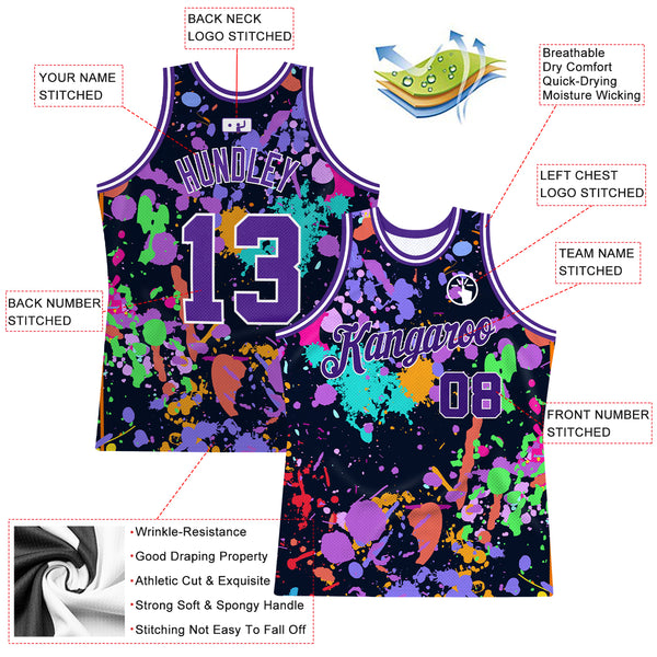 Cheap Custom Graffiti Pattern Purple-White 3D Splashes Authentic Basketball  Jersey Free Shipping – CustomJerseysPro