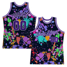 Laden Sie das Bild in den Galerie-Viewer, Custom Graffiti Pattern Purple-White 3D Splashes Authentic Basketball Jersey
