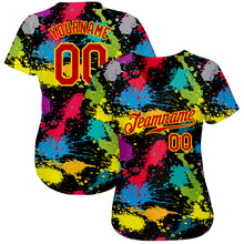 Charger l&#39;image dans la galerie, Custom Graffiti Pattern Red-Gold 3D Colorful Splattered Messy Art Ink Paintbrush Drawing Authentic Baseball Jersey
