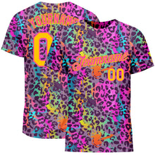 Load image into Gallery viewer, Custom Graffiti Pattern Gold-Pink 3D Colorful Leopard Performance T-Shirt
