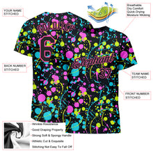 Load image into Gallery viewer, Custom Graffiti Pattern Black-Pink 3D Neon Splatter Performance T-Shirt

