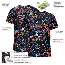 Load image into Gallery viewer, Custom Graffiti Pattern Black-Medium Pink 3D Expressive Splatter Performance T-Shirt

