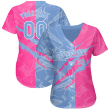 Загрузить изображение в средство просмотра галереи, Custom Graffiti Pattern Light Blue-Pink 3D Scratch Authentic Baseball Jersey
