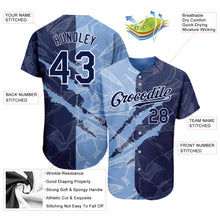 Laden Sie das Bild in den Galerie-Viewer, Custom Graffiti Pattern Navy-Light Blue 3D Scratch Authentic Baseball Jersey
