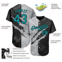 Laden Sie das Bild in den Galerie-Viewer, Custom Graffiti Pattern Teal Gray-Black 3D Scratch Authentic Baseball Jersey
