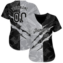 Загрузить изображение в средство просмотра галереи, Custom Graffiti Pattern Black-Gray 3D Scratch Authentic Baseball Jersey
