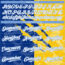 Laden Sie das Bild in den Galerie-Viewer, Custom Graffiti Pattern White Yellow Royal-Light Blue 3D Scratch Authentic Baseball Jersey
