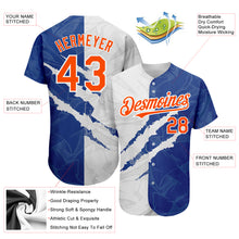 Laden Sie das Bild in den Galerie-Viewer, Custom Graffiti Pattern Orange-Royal 3D Scratch Authentic Baseball Jersey
