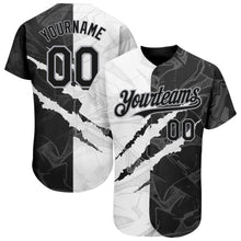Laden Sie das Bild in den Galerie-Viewer, Custom Graffiti Pattern Black-Gray 3D Scratch Authentic Baseball Jersey
