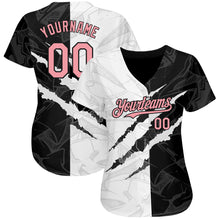 Laden Sie das Bild in den Galerie-Viewer, Custom Graffiti Pattern Medium Pink-Black 3D Scratch Authentic Baseball Jersey
