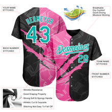 Laden Sie das Bild in den Galerie-Viewer, Custom Graffiti Pattern Aqua Black-Pink 3D Scratch Authentic Baseball Jersey
