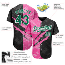 Laden Sie das Bild in den Galerie-Viewer, Custom Graffiti Pattern Kelly Green Black-Pink 3D Scratch Authentic Baseball Jersey
