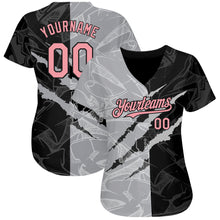 Laden Sie das Bild in den Galerie-Viewer, Custom Graffiti Pattern Medium Pink Black-Gray 3D Scratch Authentic Baseball Jersey
