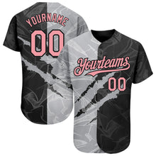 Load image into Gallery viewer, Custom Graffiti Pattern Medium Pink Black-Gray 3D Scratch Authentic Baseball Jersey
