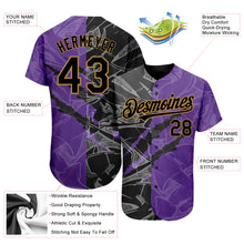 Load image into Gallery viewer, Custom Graffiti Pattern Black Purple-Old Gold 3D Scratch Authentic Baseball Jersey
