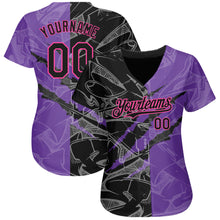 Load image into Gallery viewer, Custom Graffiti Pattern Black Purple-Pink 3D Scratch Authentic Baseball Jersey
