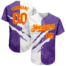 Load image into Gallery viewer, Custom Graffiti Pattern Orange Purple-Gold 3D Scratch Authentic Baseball Jersey
