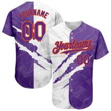 Laden Sie das Bild in den Galerie-Viewer, Custom Graffiti Pattern Purple-Orange 3D Scratch Authentic Baseball Jersey
