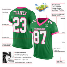Laden Sie das Bild in den Galerie-Viewer, Custom Grass Green White-Pink Mesh Authentic Football Jersey
