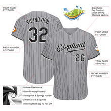 Laden Sie das Bild in den Galerie-Viewer, Custom Gray Black Pinstripe Black-White Authentic Baseball Jersey
