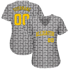 Laden Sie das Bild in den Galerie-Viewer, Custom Gray Gold-Black 3D Pattern Design Authentic Baseball Jersey
