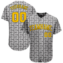 Laden Sie das Bild in den Galerie-Viewer, Custom Gray Gold-Black 3D Pattern Design Authentic Baseball Jersey
