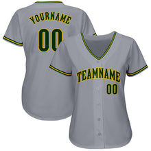 Загрузить изображение в средство просмотра галереи, Custom Gray Green-Gold Authentic Baseball Jersey
