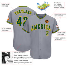 Загрузить изображение в средство просмотра галереи, Custom Gray Green-Gold Authentic Baseball Jersey
