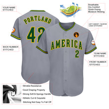 Laden Sie das Bild in den Galerie-Viewer, Custom Gray Green-Gold Authentic Baseball Jersey

