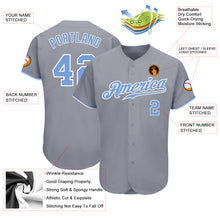 Load image into Gallery viewer, Custom Gray Light Blue-White Authentic Baseball Jersey
