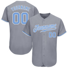 Laden Sie das Bild in den Galerie-Viewer, Custom Gray Light Blue-White Authentic Baseball Jersey
