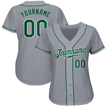 Load image into Gallery viewer, Custom Gray Kelly Green-White Authentic Baseball Jersey

