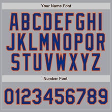 Load image into Gallery viewer, Custom Gray Royal Pinstripe Royal-Orange Authentic Baseball Jersey
