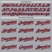 Load image into Gallery viewer, Custom Gray Royal Pinstripe Royal-Orange Authentic Baseball Jersey
