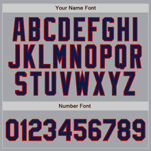 Load image into Gallery viewer, Custom Gray Navy Pinstripe Navy-Red Authentic Baseball Jersey
