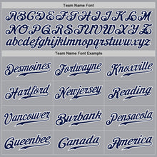 Load image into Gallery viewer, Custom Gray Navy Pinstripe Navy-White Authentic Baseball Jersey
