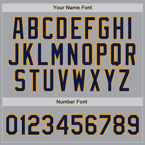 Custom Gray Navy Pinstripe Navy-Gold Authentic Baseball Jersey