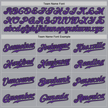 Load image into Gallery viewer, Custom Gray Purple Pinstripe Purple-Black Authentic Baseball Jersey
