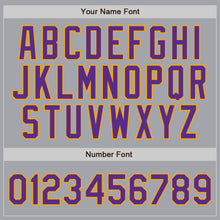Load image into Gallery viewer, Custom Gray Purple Pinstripe Purple-Gold Authentic Baseball Jersey
