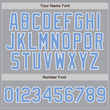 Load image into Gallery viewer, Custom Gray White Pinstripe Light Blue-White Authentic Baseball Jersey
